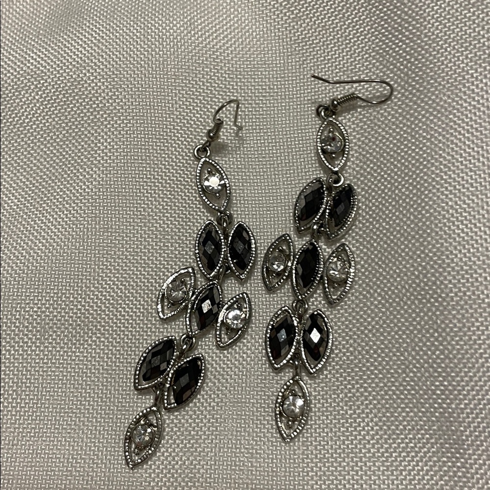 Elegant Black and Silver Dangle Earrings